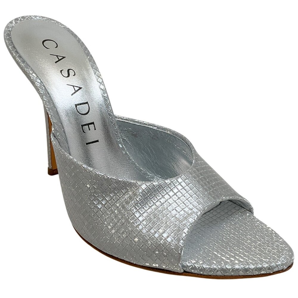 Casadei Silver Embossed Scarlet Diadema Sandals